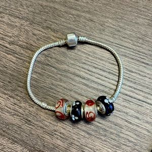 Sterling silver glass beads bracelet